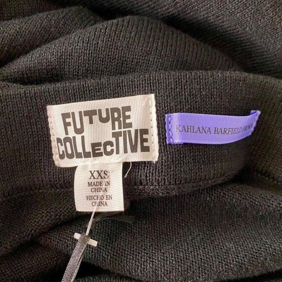 Future Collective Black Knit High Rise Midi Skirt Women's XXS NEW NWT - Picture 6 of 7